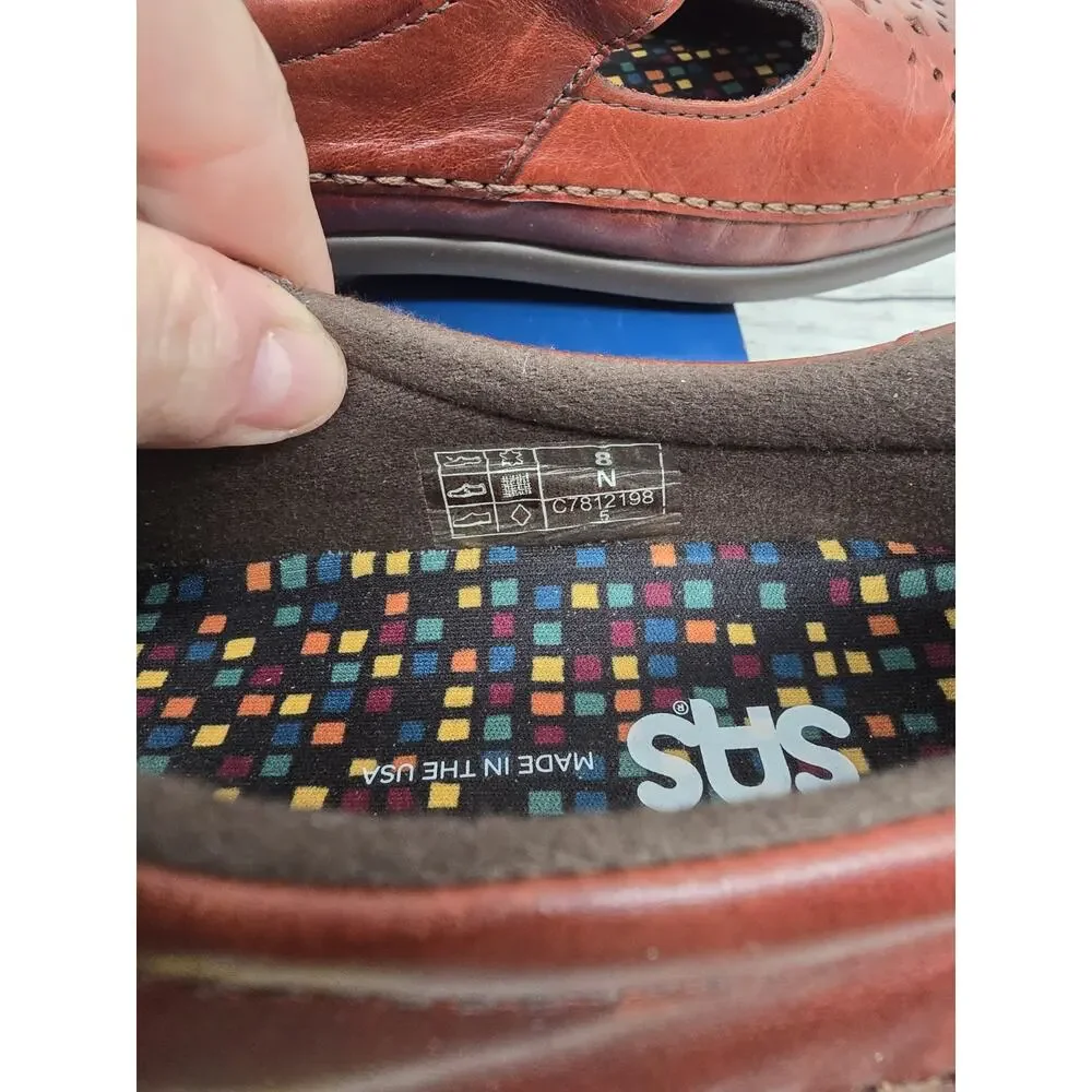 SAS Womens Size 8 N Leather Willow Slip On Loafers Walking Shoes Walnut Brown - Picture 8 of 12